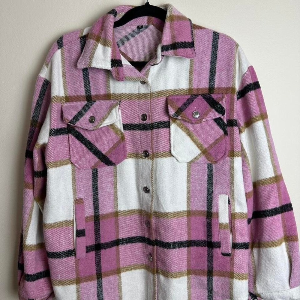 SHEIN Shacket pink plaid